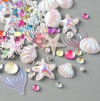 200-300 pièces Breloques d'ongles Océan Aurore Estivale, Coquillages 3D, Étoiles de mer, Queues de poisson, Perles, Bijoux d'ongles Y2K, Décor Sirène pour Manucure