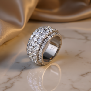 Bague de luxe en or blanc avec diamants naturels taille princesse couleur D, bijoux fins unisexes Q220 - Product Image 2