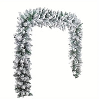 Schneebeflockte Künstliche Weihnachtsgirlande PVC Frosted Kiefernzweige Winter Feiertagsdekoration Kamin Treppe Wanddekoration Grünbelegte Girlande