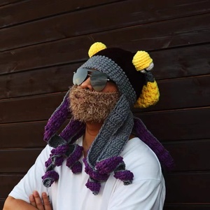 Skimask pasamontañas con diseño personalizado, gorro de ganchillo acrílico hecho <span class=keywords><strong>a</strong></span> mano, pulpo, pasamontañas, venta al por mayor - Product Image 6
