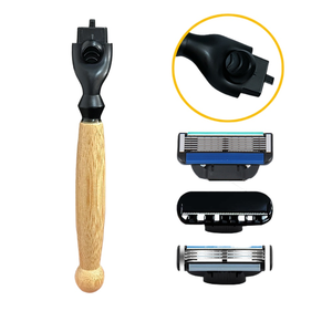 RZACLEA <span class=keywords><strong>Rasoir</strong></span> Système Personnalisable 3/6 Lames en Acier Inoxydable avec Manche en Bambou pour Hommes et Femmes, Six Lames Adaptables pour Utilisation Multifonctionnelle - Product Image 1