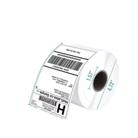 Etiqueta adhesiva de código de barras de dirección térmica de plástico A6 de 4x6 pulgadas personalizada, pegatinas de guía de envío con logotipo de empresa para promoción