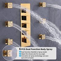 Ensemble de douche encastré thermostatique de luxe en laiton brossé, avec pommeau de douche carré de 16 pouces à jet doux et 3 modes, pour appartement et hôtel