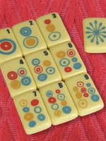 Mahjong de style américain, tuiles de mahjong en acrylique luxueuses et minimalistes, style moderne du milieu du siècle, ensemble pour 4 joueurs