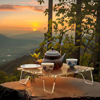 Table pliante rectangulaire en acrylique transparent, portable, pour l'extérieur, vente en gros, pour le camping, le dortoir, le café, l'ordinateur
