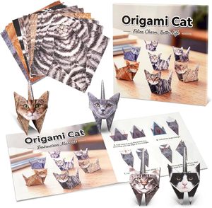 Kit de bricolage pour chats en <span class=keywords><strong>papier</strong></span> origami (50 feuilles) - Vidéo manuelle de <span class=keywords><strong>pliage</strong></span> facile pour les 8-12 ans et adultes - Décoration de bureau amusante - Cadeaux créatifs - Product Image 3