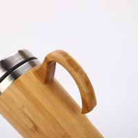 Mug isotherme personnalisé en bambou pour thé et café, en acier inoxydable 304, avec couvercle