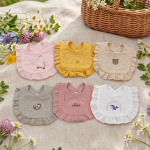 Bavoirs pour bébé en coton mousseline doux pour la peau, à volants, imperméables, réutilisables et lavables pour l'alimentation quotidienne et la dentition - Product Image 6
