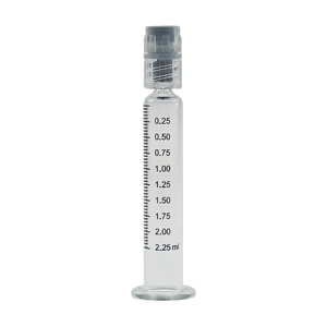 Seringue en verre préremplie de 2,25 ml certifiée ISO 11040 et CE avec embout Luer Lock et aiguille à pointe, bouchon en caoutchouc d'étanchéité - Product Image 1