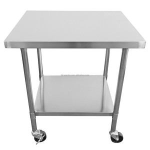 อุปกรณ์ครัวโรงแรม โต๊ะเตรียมอาหารสแตนเลสพร้อมล้อ - Product Image 1