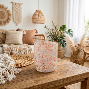 Portavelas Redondo de Vidrio Moteado Reutilizable Hecho a Mano, Resistente al Calor, Linterna de Aromaterapia, Copa Navideña para Decoración del Hogar - Product Image 1