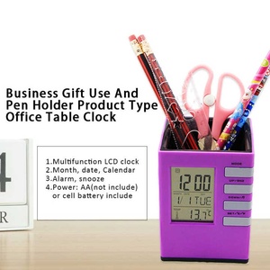 Emaf khuyến mại sinh viên Quà Tặng Máy tính để bàn nhựa văn phòng bút đứng bàn kỹ thuật số Đồng hồ báo thức sinh viên chủ bút với lịch đồng hồ - Product Image 3