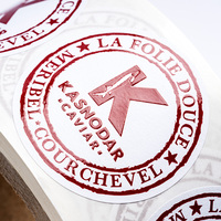 Impression en vinyle texturé adhésif congelé imperméable personnalisé emballage de kaviar en relief en feuille d'or autocollant rond d'étiquette en étain de caviar