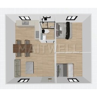 Maison conteneur extensible de 20 pieds, 2 chambres, 1 salle de bain, maison modulaire préfabriquée, structure en acier galvanisé 37 ㎡