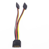 Cable divisor de alimentación SATA de 15 pines macho a 2 hembra (2x15 pines) de alta calidad, conector SATA 1 a 2