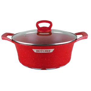 Kronen design Deutschland Anti Lengket Wok Pfanne Granit Rot Panci Kuah Tutup Kaca Keramik Stock Pot Kochgeschirr Set