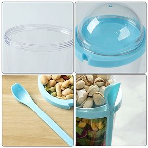 Gobelet à salade jetable rose portable de 500 ml en plastique personnalisé avec logo imprimé et couvercle - Product Image 5