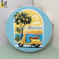 Tambourin miniature de 15 cm de diamètre, instrument de musique en bois, tambourin à main pour mariage, avec impression de citrons, jouet de tambour