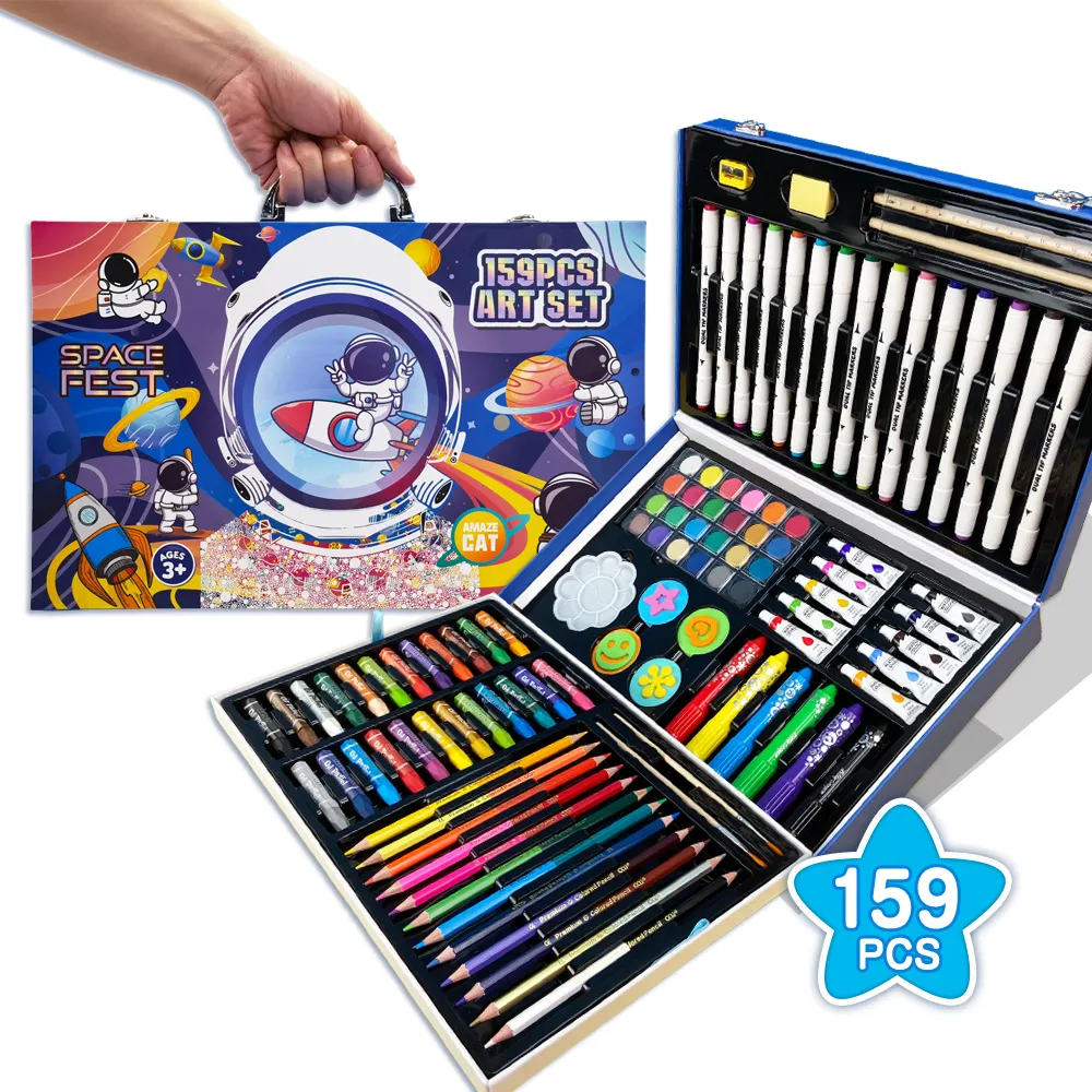 Art Supplies 159PCS Drawing Kits Toolbox Crayons Oil Pastels Marker Colored Pencils Custom Art Materials Painting Sets For Kids