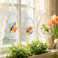 Ornement suspendu en céramique en forme de goutte d'eau personnalisé, motif floral, décoration murale pour fenêtre, citation inspirante de haute qualité pour la maison