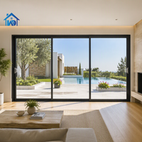 Porte coulissante commerciale en aluminium moderne, surdimensionnée, à 3 panneaux, double vitrage, avec cadre ultra-fin