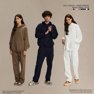 เสื้อฮู้ดดี้แฟชั่นคุณภาพสูงขายส่ง น้ำหนัก 430 กรัม สกรีนโลโก้ตามสั่ง ทรงโอเวอร์ไซส์ สำหรับผู้ชายและผู้หญิง ไซส์ XS แบรนด์ยอดนิยม - Product Image 2