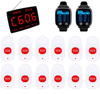 Système d'Appel Infirmier Sans Fil SOS CTM368 avec Écran Hôte + Pager Montre CTW08 + Bouton d'Appel SOS pour Etablissements de Soins aux Personnes Âgées