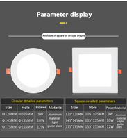 Plafonnier LED encastré ultra-plat ETL standard US 4 et 6 pouces, 3CCT et 5CCT sélectionnables, avec boîte de jonction