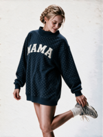 Sweat-shirt à col montant pour femme à pois, longueur allongée, avec logo brodé et patch personnalisé sur mesure