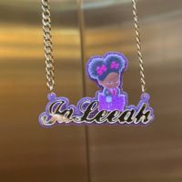Collier personnalisé avec nom de dessin animé en acrylique, bijoux de poupée Angelic lol, cadeau pour enfants, 2023