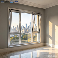 Fenêtre de balcon à double vitrage avec grille, design français, cadre en aluminium ultra-fin, fenêtre à battant en aluminium pour maison