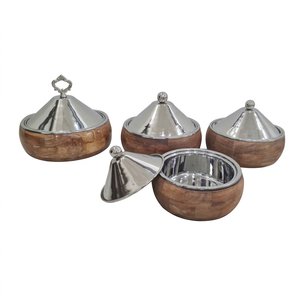 Pots chauds décoratifs incurvés à la main en acier inoxydable pour la restauration domestique Buffet Food Server Hot Pot - Product Image 1