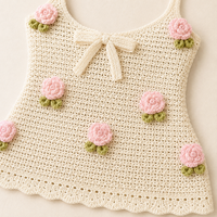 Robe mini en tricot crocheté pour femme avec appliques florales 3D, col rond, bretelles spaghetti, nœud décoratif et découpes, idéale pour la plage