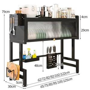 Hersteller Geschirrabtropfgestell aus Carbonstahl für die Küche, 2-Stufiges Abtropfgitter mit Besteckhalter und Geschirrabtropfer für Spülbecken - Product Image 2