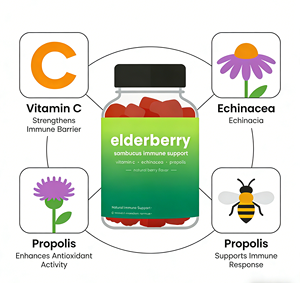 Gummies de sureau noir véganes et biologiques sous marque privée, supplément OEM/ODM pour le soutien immunitaire - Product Image 4