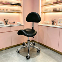 Tabouret de Beauté de Luxe à Roulettes Ergonomique et Réglable en Hauteur pour Technicien(ne) des Cils, Salon et Spa