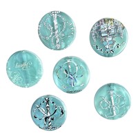 Perles rondes en acrylique bleues lumineuses gaufrées double face de 31 mm pour DIY, fabrication de stylos perlés, bijoux, accessoires de porte-clés et matériaux.