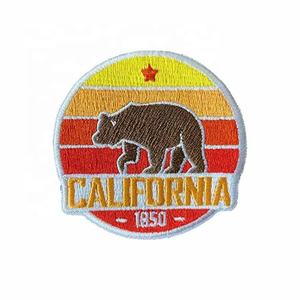 맞춤형 자수 캘리포니아 곰 야구 팀 로고 다리미 온 능 직물 패치 모자를 위한 지속 가능한 다기능 디자인 - Product Image 6