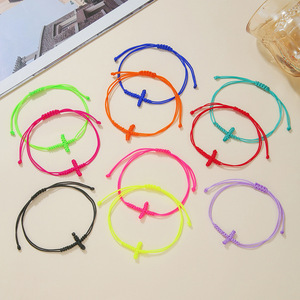 Handmade Woven Cross <b>Bracelet</b> Set Adjustable Wax Thread Jewelry Unisex Fashion <b>String</b> <b>Bracelets</b> Yiwu Origin - Product Image 2