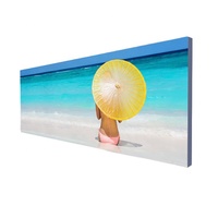 Boîte lumineuse publicitaire rectangulaire sans cadre à LED rétroéclairée, avec profilé en aluminium adhésif et tissu tendu.