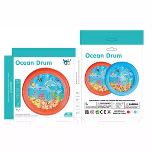Orff Music Aide à l'enseignement Tambour à vagues en plastique de 18cm avec modèle en bois Manivelle Basse Piano Clavier Guitare Ensemble d'instruments pour enfants - Product Image 1