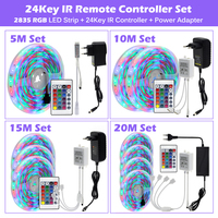 Bande lumineuse LED RGB 5050 IP20, 12V DC, Flexible, 5/10M, ruban de lumière avec adaptateur et télécommande IR, rvb, application de contrôle