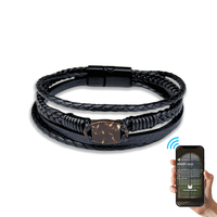 13.56MHz Bracelet en cuir de coquille de noix de coco noire boucle magnétique NFC RFID contrôle d'accès OEM/ODM versets bibliques quotidiens-pas d'application