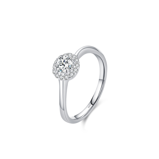 Moissanite 925 Sterling Silver Hand-held Flower Shaped Diamond Ring With Sparkling Temperament Proposal Wedding Ring