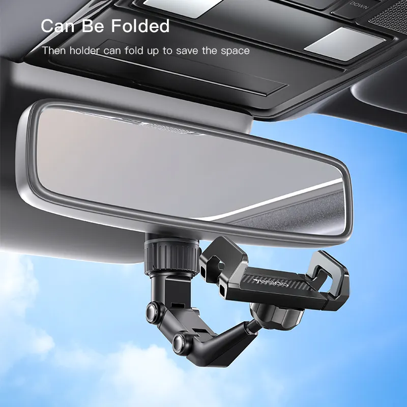 Best Selling Rearview Mirror Mobile Phone Car Holder Universal 360 Rotating Car Phone Mount And Gps Holder Rearview Mirror Clip