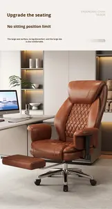 เก้าอี้สำนักงานผู้บริหาร ดีไซน์หรูหรา หนังแท้ รองรับสรีระ พนักพิงหลัง ฐาน 5 แฉก ล้อเลื่อน ปรับได้ สะดวกสบาย - Product Image 3