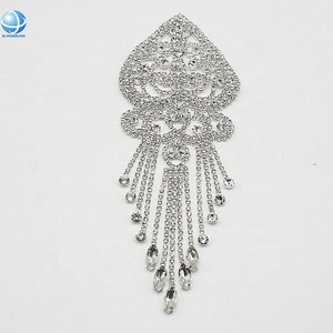 Vente en gros d'usine, strass, décoration en pompon, épaule, à coudre, applique en diamant argenté pour embellissement, robe de mariée - Product Image 6