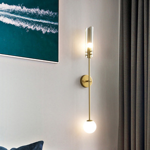 Gold Wall <b>Sconce</b> Set of 2 with White Globe Glass Shades Modern Mid Century Wall <b>Light</b> Fixtures Brushed Brass Wall Lamp for Home - Product Image 4