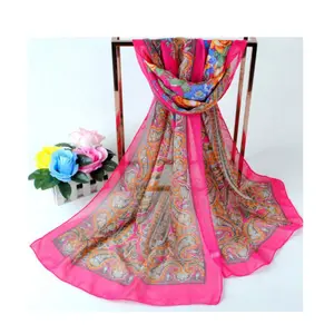 Custom Lente Print Sjaal Zijde Polyester Chiffon Twill Hijab Voor Vrouwen