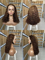 Perruque brésilienne Remy transparente à densité 250 %, 100 % cheveux naturels ondulés, sans colle, avec baby hair, teinte noire – Vente chaude usine